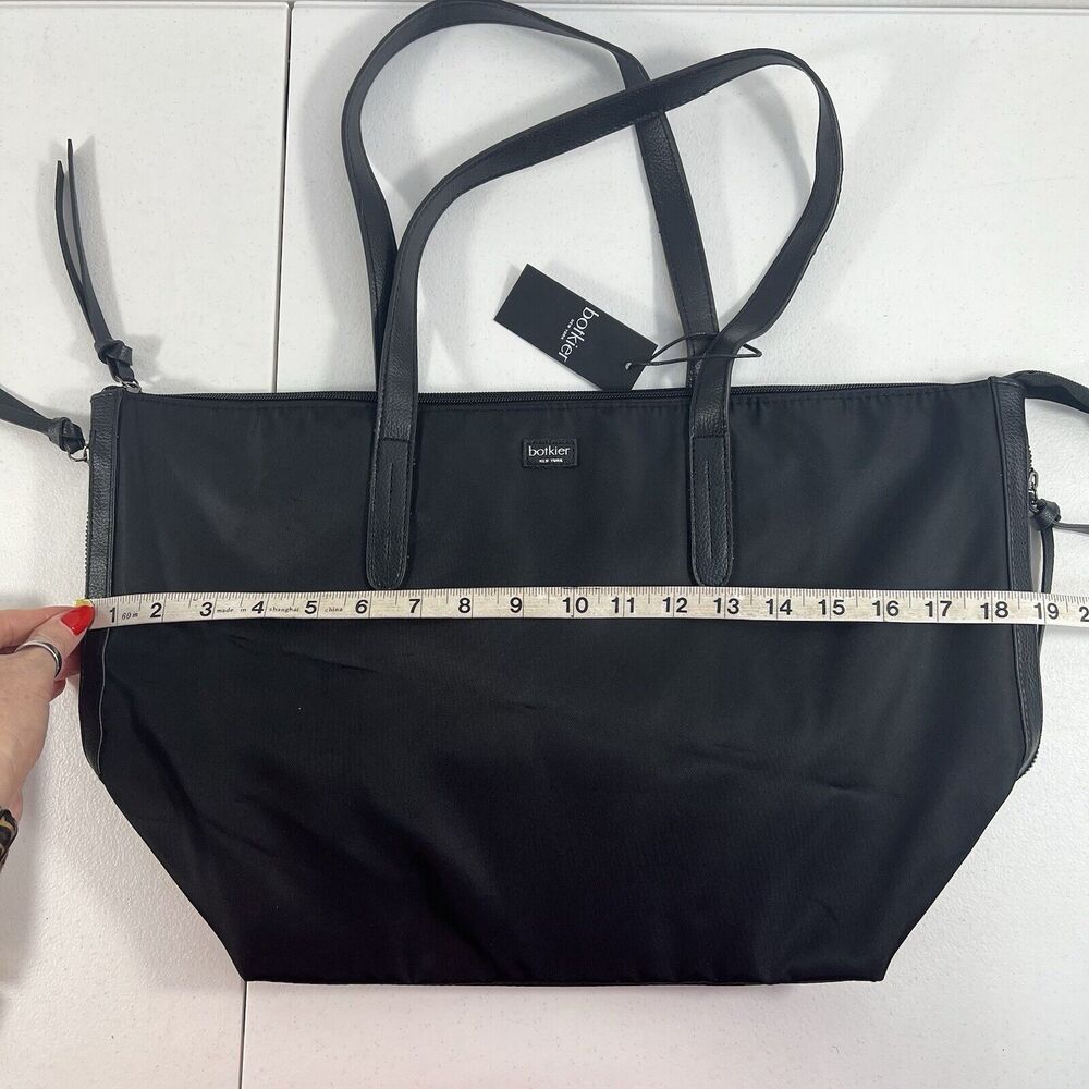 Botkier New York Black Nylon Tote‎ Vegan Leather Trim Zipper Shoulder Bag NEW - Picture 12 of 14